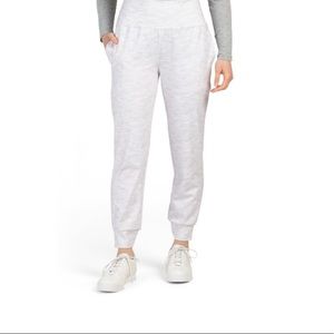 Rachel Zoe High Waist Buttery Soft Lightweight Joggers Striped White Grey Medium